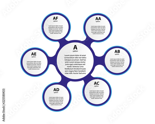 3d paper infographic elements for six options. Metaball business infographics. Template for circle infographic.