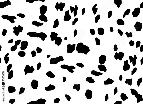 Dalmatian seamless pattern. Horizontal background, black chaotic spots