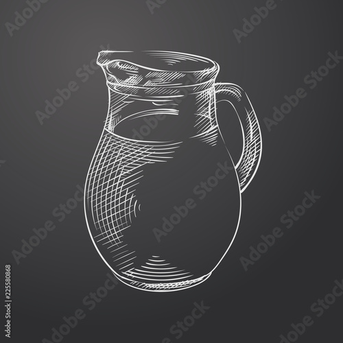Hand Drawn Jug Sketch Symbol isolated on chalkboard. Vector Drinks Element In Trendy Style