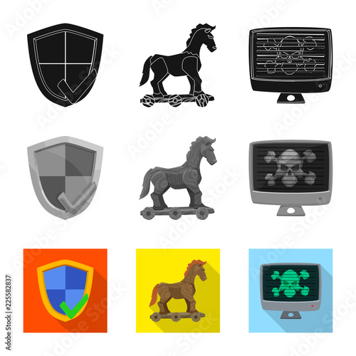 Isolated object of virus and secure symbol. Set of virus and cyber stock symbol for web.