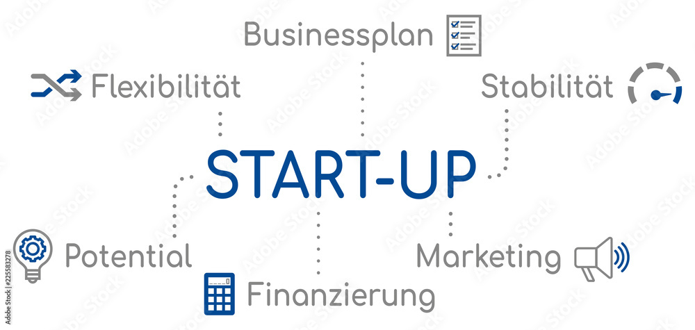 Obraz premium Start-up Infografik Blau