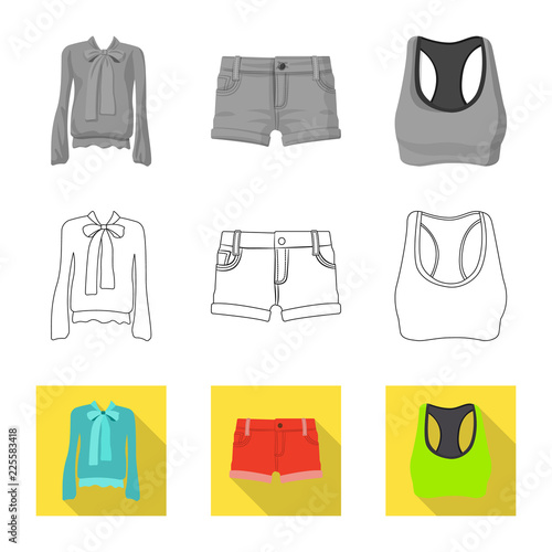 Vector illustration of woman and clothing icon. Collection of woman and wear stock vector illustration.