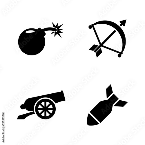 Weapons of War. Simple Related Vector Icons Set for Video, Mobile Apps, Web Sites, Print Projects and Your Design. Weapons of War icon Black Flat Illustration on White Background.