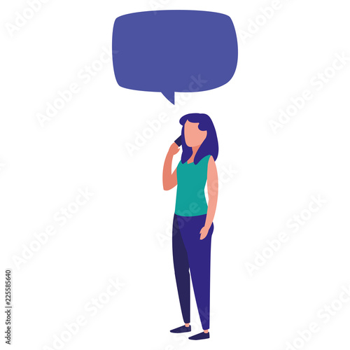 young woman modeling with speech bubble