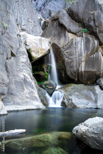 Long Exposure Waterfall at the bottom of Bridal veil Falls in Yosemite