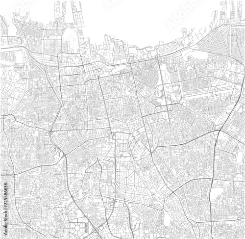 Cartina satellitare di Jakarta, Indonesia, strade e vie della città. Stradario e mappa del centro urbano photo