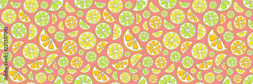 Multicolored seamless pattern with cute hand drawn citrus fruits. Vector.