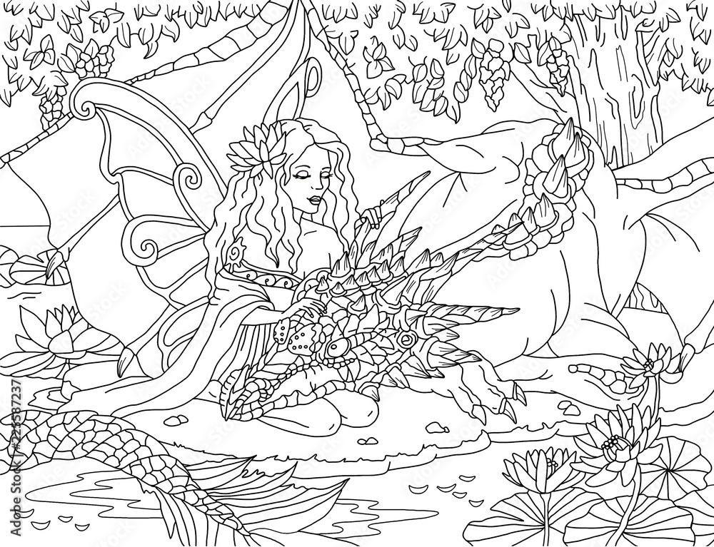 Naklejka premium Coloring page The Fairy