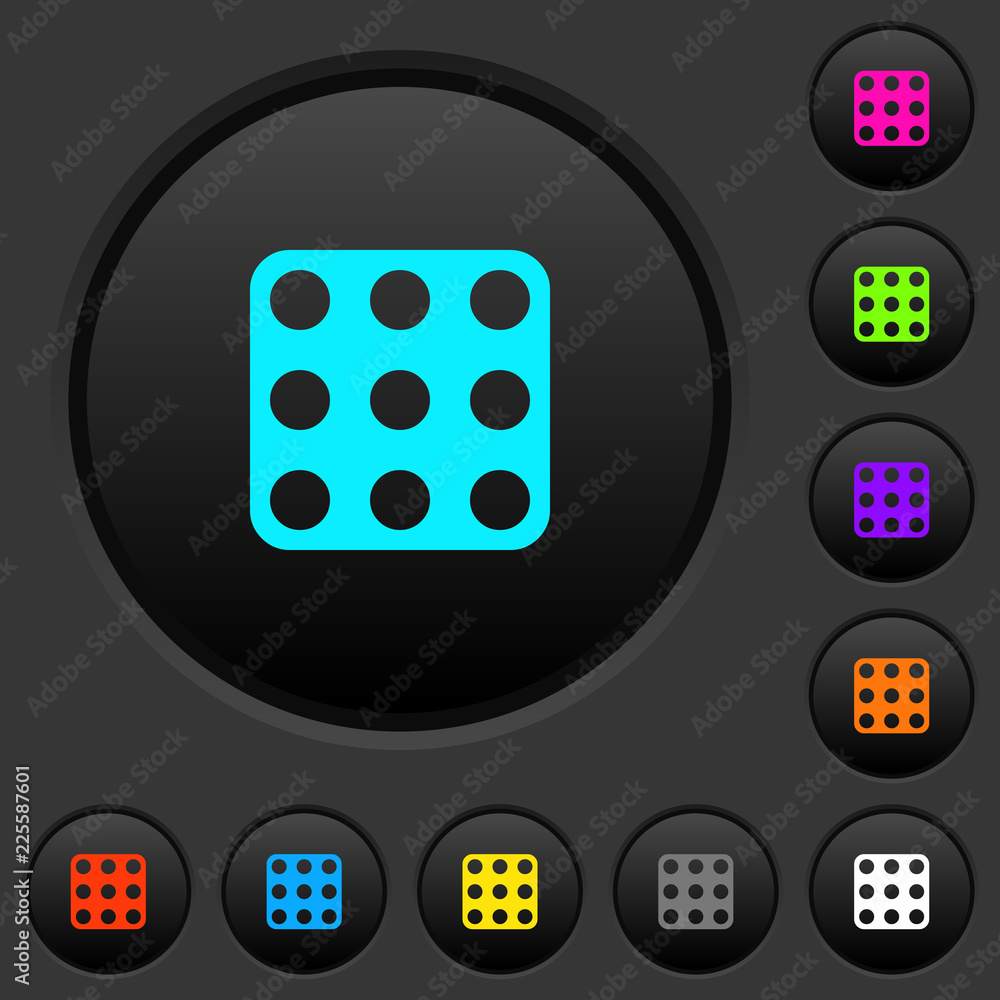 Domino nine dark push buttons with color icons Domino nine dark push buttons with color icons