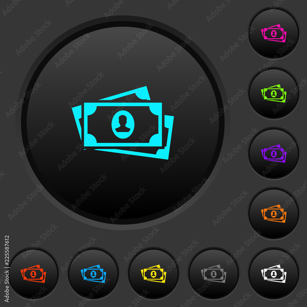 More banknotes with portrait dark push buttons with color icons More banknotes with portrait dark push buttons with color icons