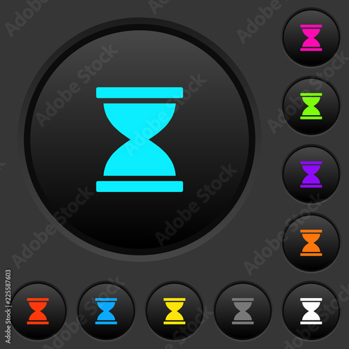 Hourglass dark push buttons with color icons