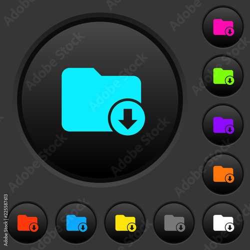Move down directory dark push buttons with color icons