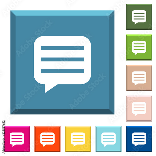 Message box with rows white icons on edged square buttons