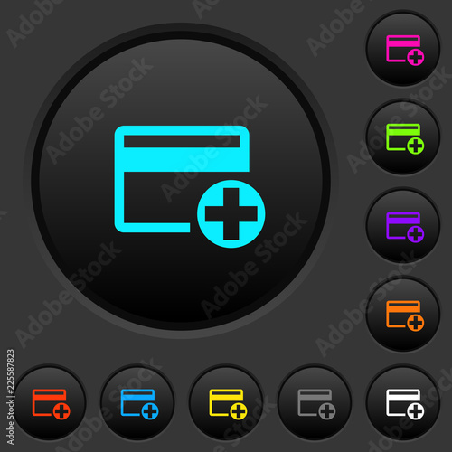 Add new credit card dark push buttons with color icons