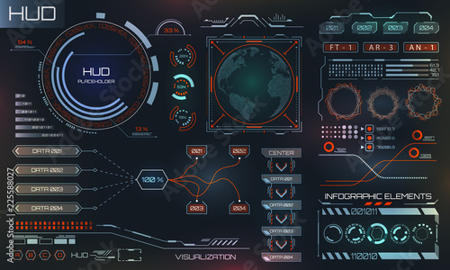 Futuristic Interface HUD Design, Infographic Elements,Tech and Science, Analysis Theme