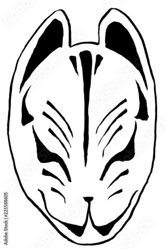 筆絵　狐の面