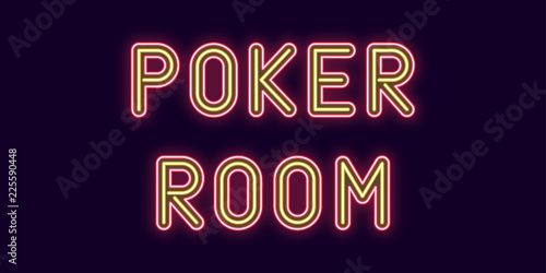 Neon inscription of Poker Room. Vector