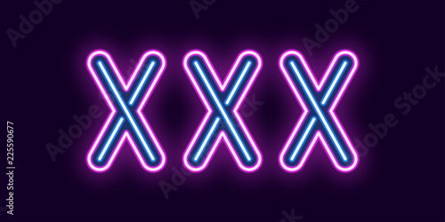 Neon inscription of XXX. Vector illustration