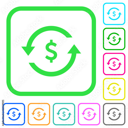 Dollar pay back vivid colored flat icons