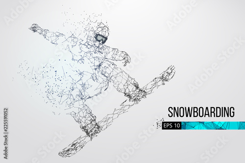 Silhouette of a snowboarder jumping isolated. Vector illustration