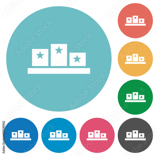 Winners podium with inside stars flat round icons