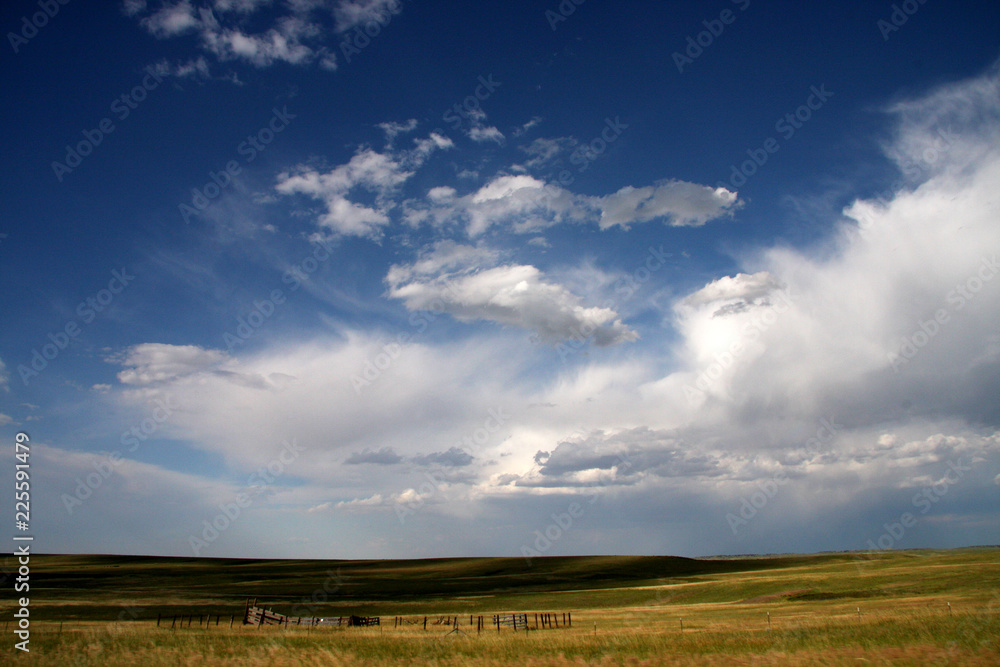 Prairie Fence with Clouds