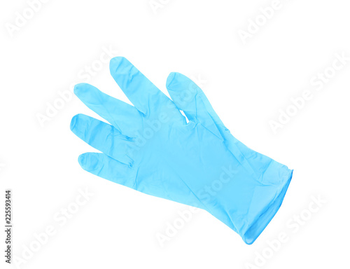 Protective glove on white background, top view. Medical item © New Africa