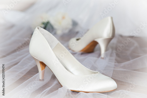 Elegant wedding shoes with high heels