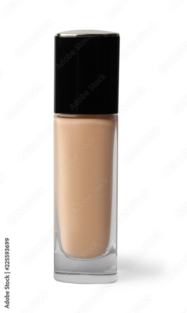 Bottle of skin foundation and space for text on light background Bottle of skin foundation and space for text on light background