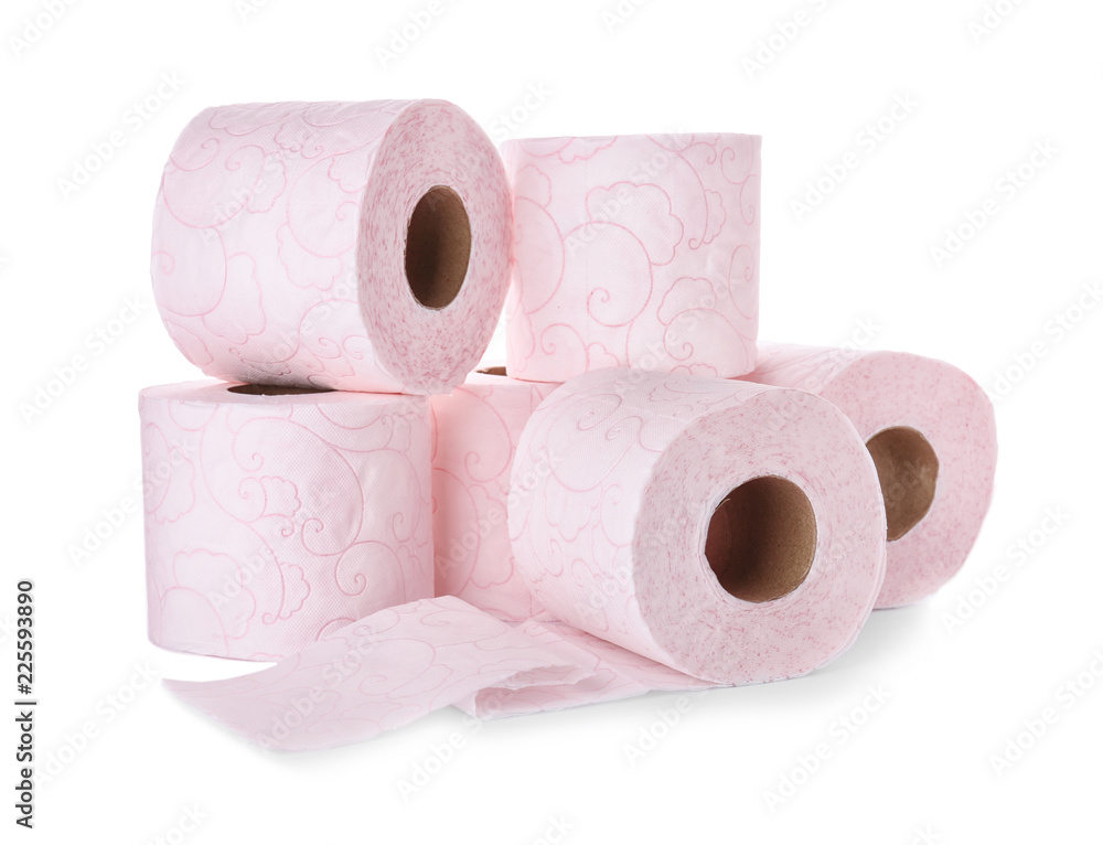 Rolls of toilet paper on white background. Personal hygiene Rolls of toilet paper on white background. Personal hygiene