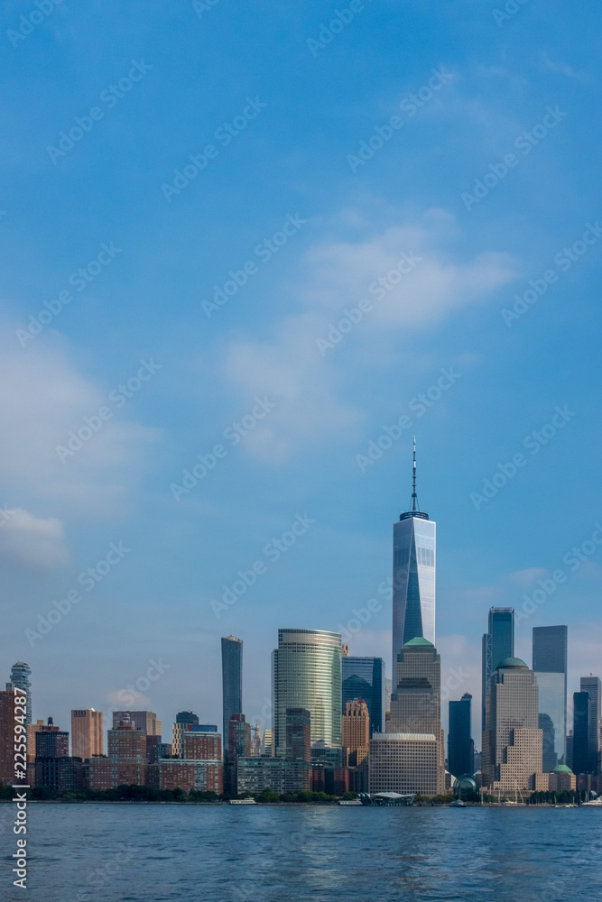 Skyline of Downtown Manhattan over Hudson River
