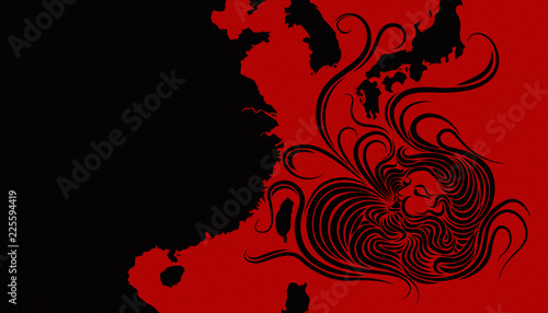 Illustration idea for typhoon heading towards Taiwan, Japan, South Korea and China.