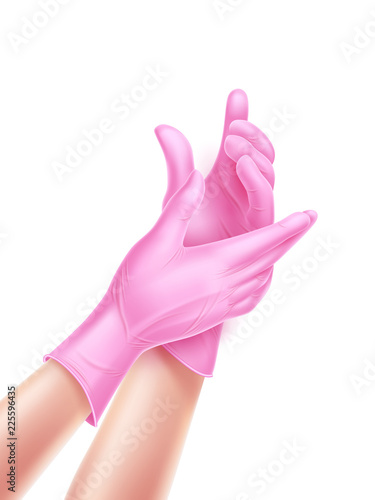 Vector realistic nurse hand wearing sterile gloves
