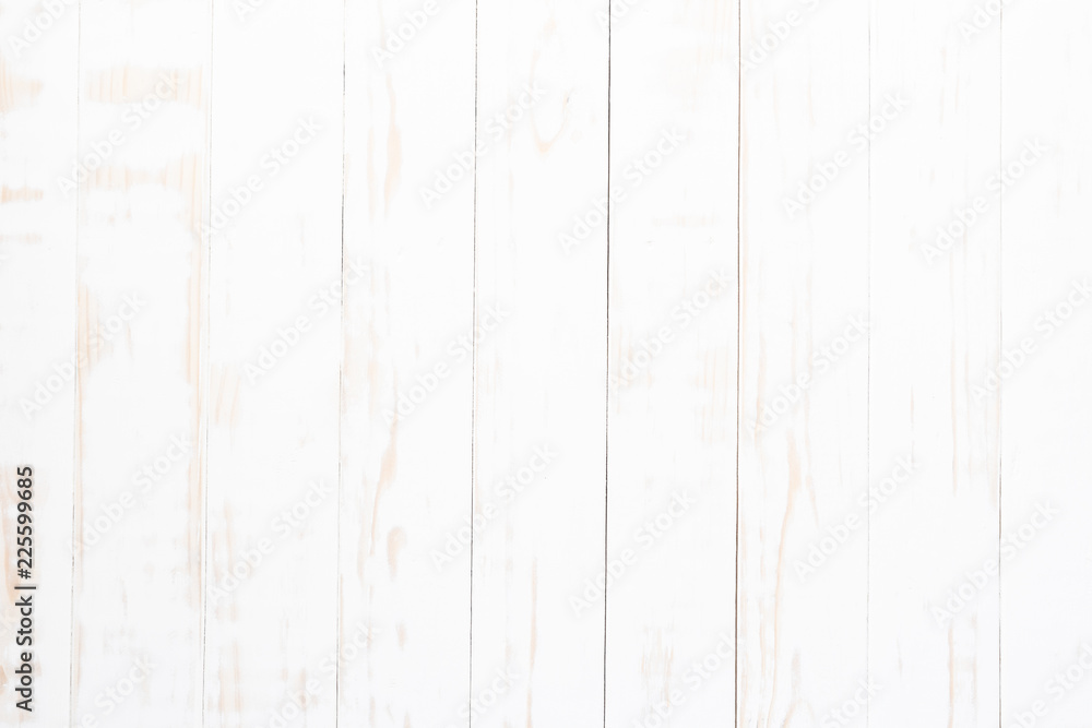Top view of white wood texture background, wooden table. Stock Photo