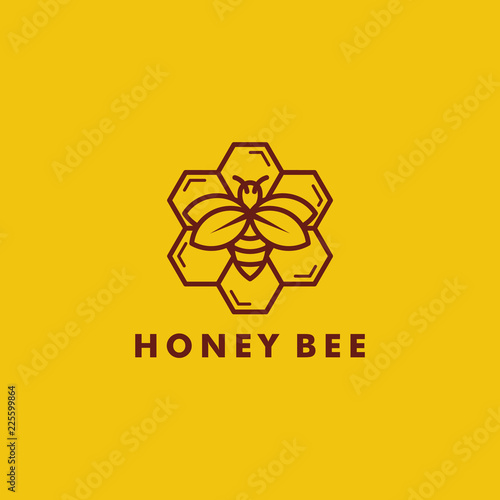 Bee logo design, Fresh honey icon symbol vector