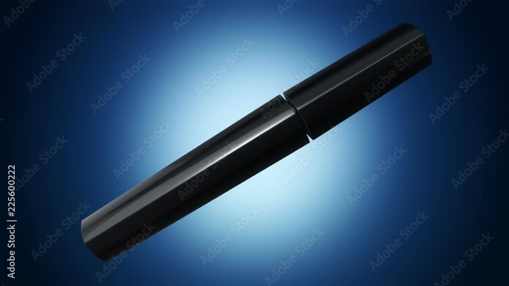 Animation of opening and rotation new mascara. View of close-up. Animation of seamless loop. Animation of opening and rotation new mascara. View of close-up. Animation of seamless loop.