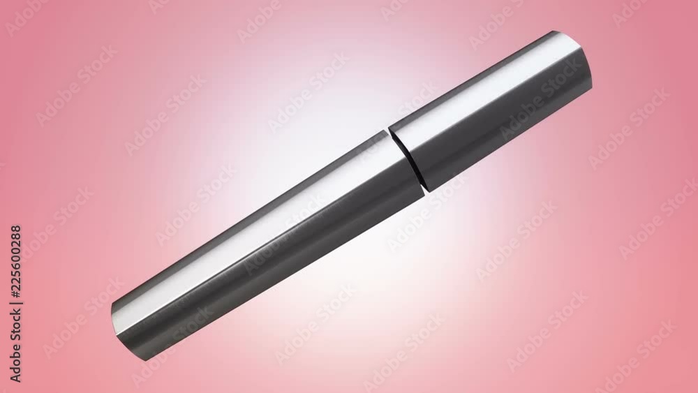 Animation of opening and rotation new mascara. View of close-up. Animation of seamless loop. Animation of opening and rotation new mascara. View of close-up. Animation of seamless loop.