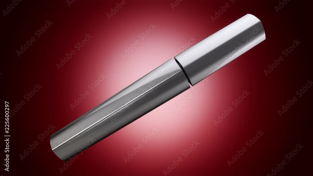 Animation of opening and rotation new mascara. View of close-up. Animation of seamless loop. Animation of opening and rotation new mascara. View of close-up. Animation of seamless loop.