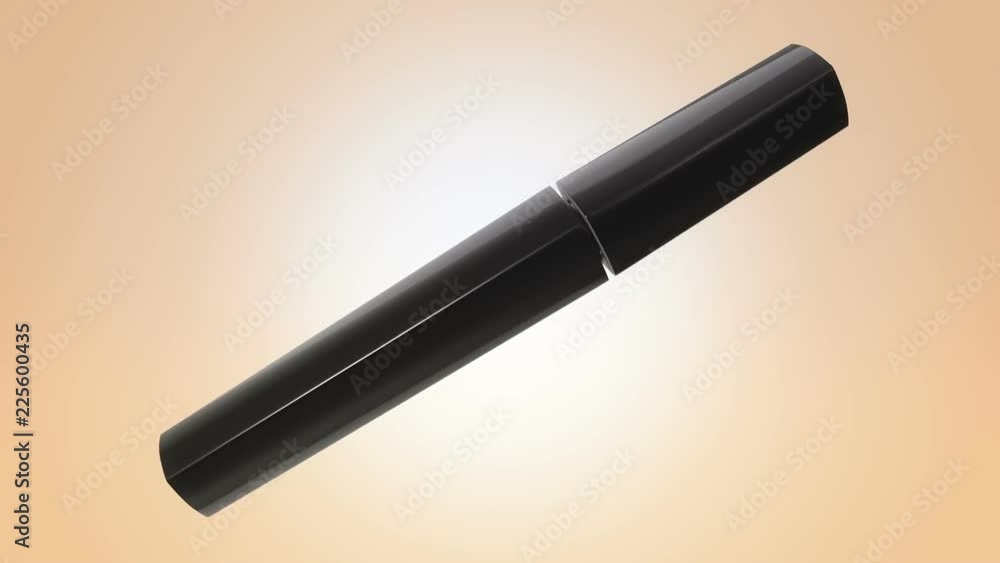 Animation of opening and rotation new mascara. View of close-up. Animation of seamless loop. Animation of opening and rotation new mascara. View of close-up. Animation of seamless loop.