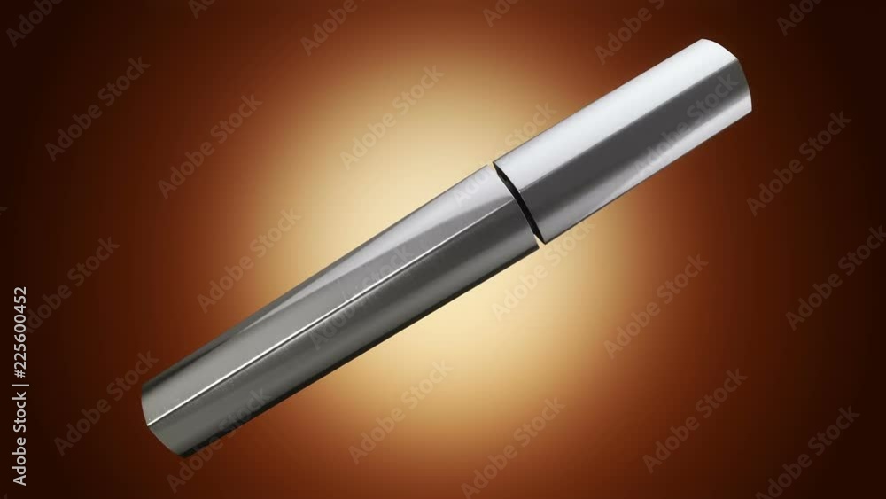 Animation of opening and rotation new mascara. View of close-up. Animation of seamless loop. Animation of opening and rotation new mascara. View of close-up. Animation of seamless loop.