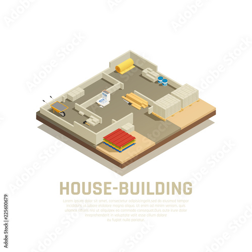 Isometric House Building Background