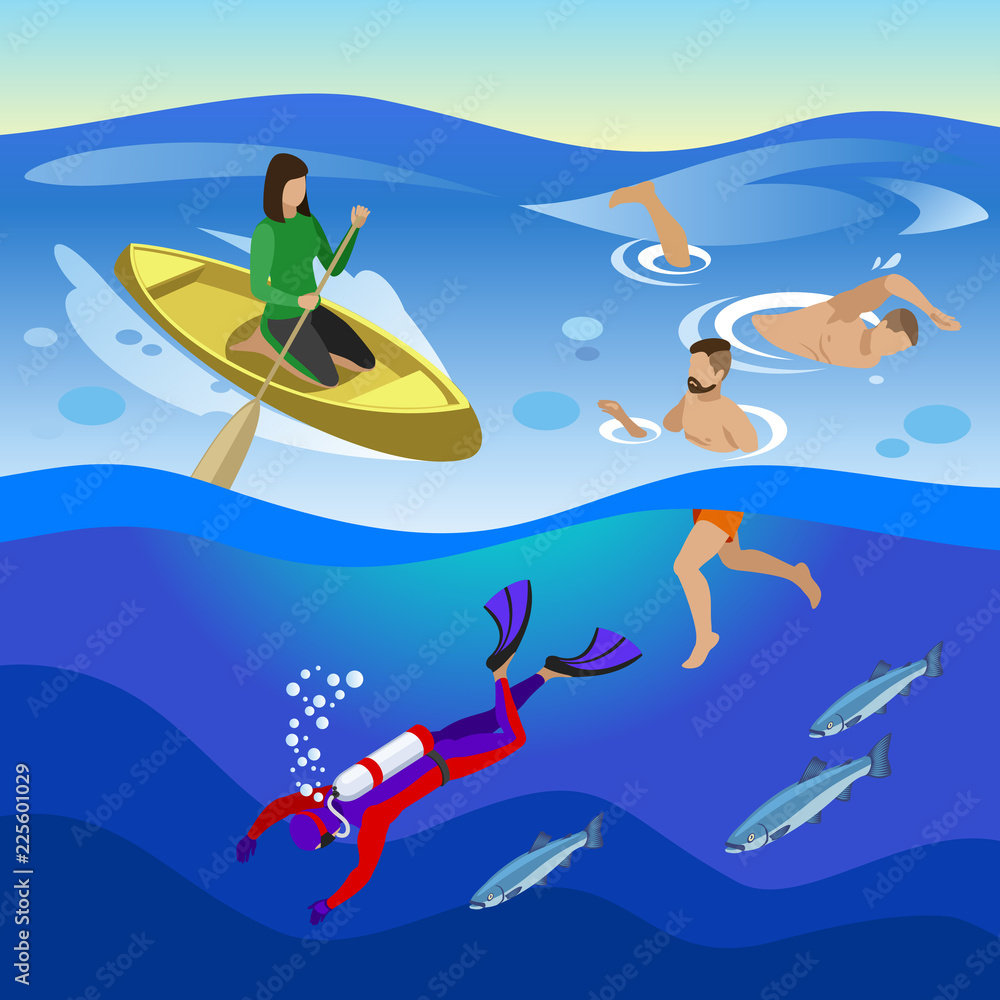 Sea Outdoor Activities Composition Sea Outdoor Activities Composition