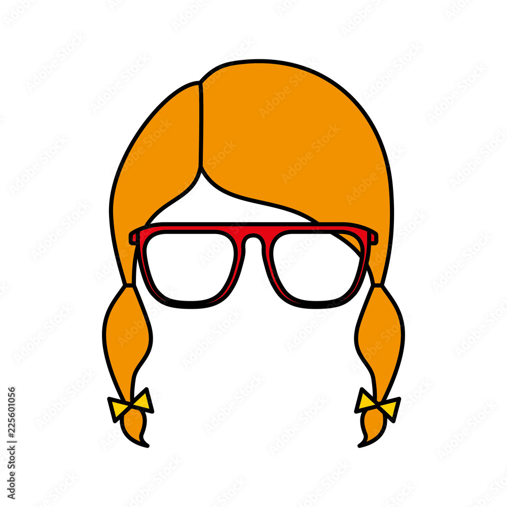 hair braid glasses isolted design