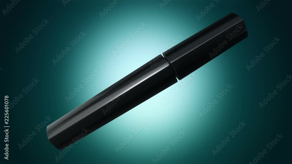 Animation of opening and rotation new mascara. View of close-up. Animation of seamless loop. Animation of opening and rotation new mascara. View of close-up. Animation of seamless loop.