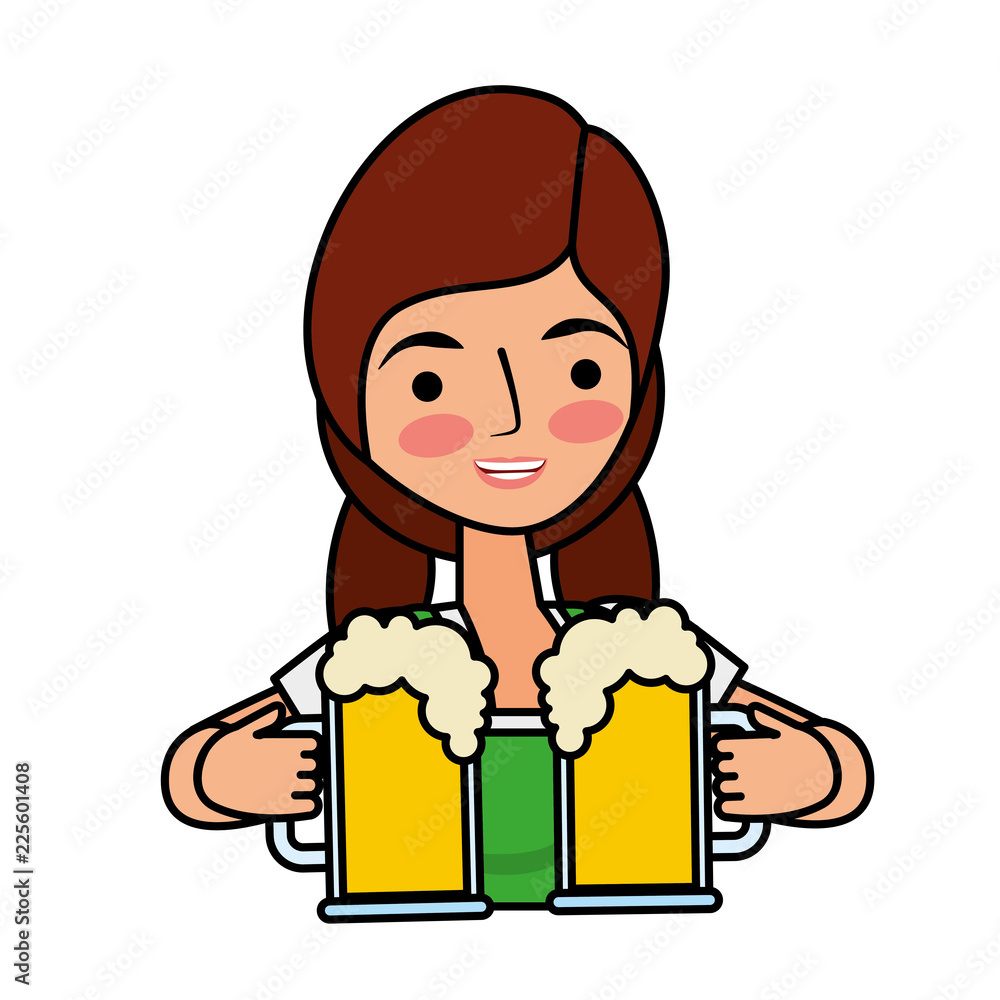 bavarian woman holding two beer glasses