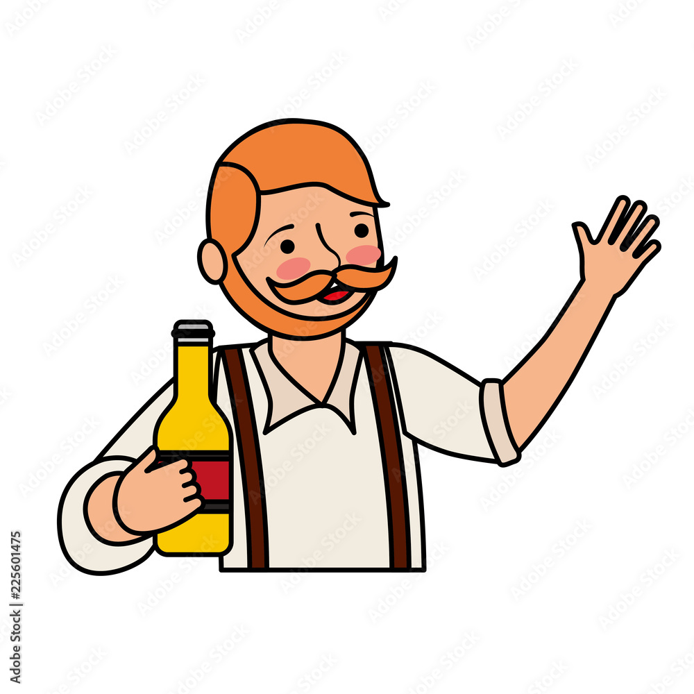 bavarian man holding bottle beer