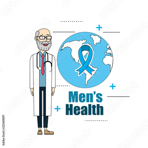 doctor stethoscope with ribbon and global health