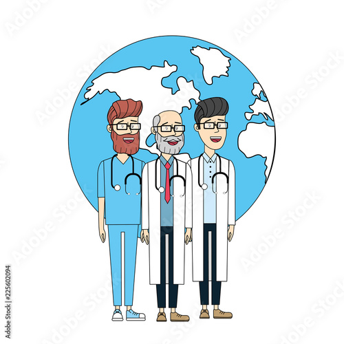 doctors stethoscope with global planet mens health