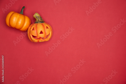 Trick or treat Halloween seasonal sculpted pumpkin. Scary tradition symbolic for autumn season