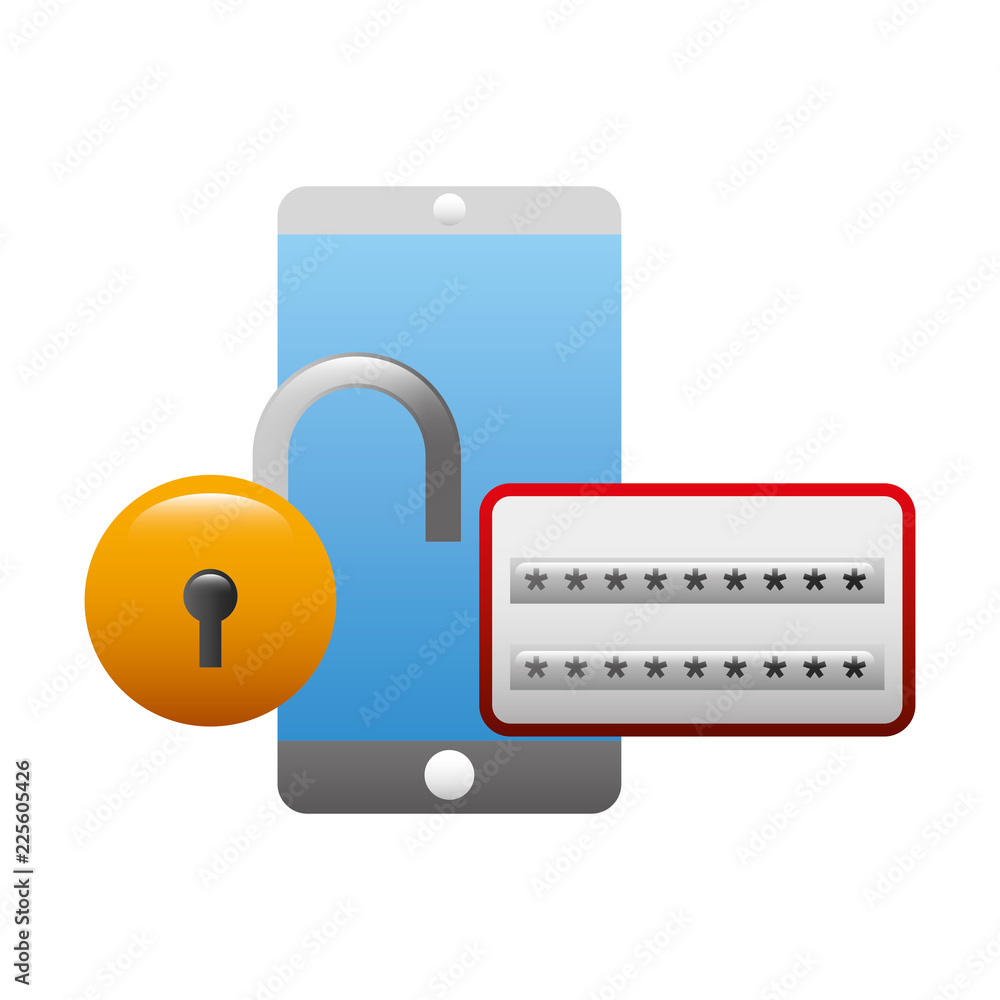smartphone with padlock isolated icon